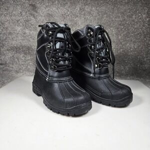 Rugged Bear Boys Black Waterproof Winter Snow Boots Size 10